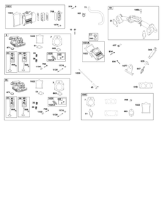 Cylinder Head Group Diagram and Parts List for 613477-0251-J1 400000 - 699999 Briggs and Stratton Engine
